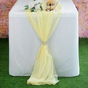 18" W x 180" L Chiffon Table Runner, Light Yellow